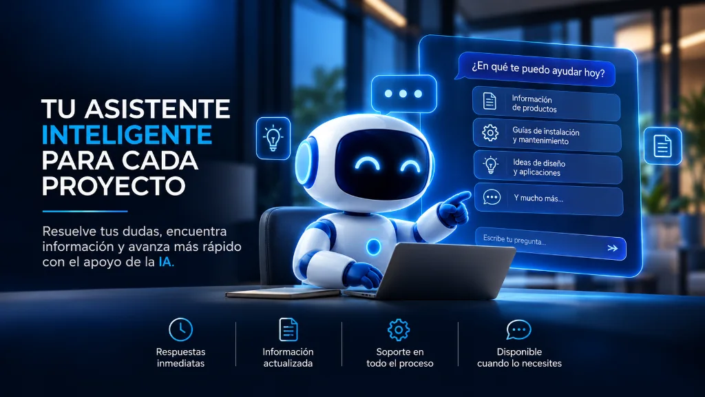 Conversación con el asistente virtual de UNITEC para calcular cantidades de material