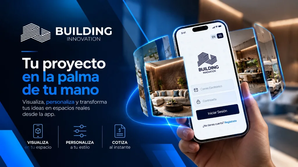 Pantalla de selección de materiales de la Building Innovation App